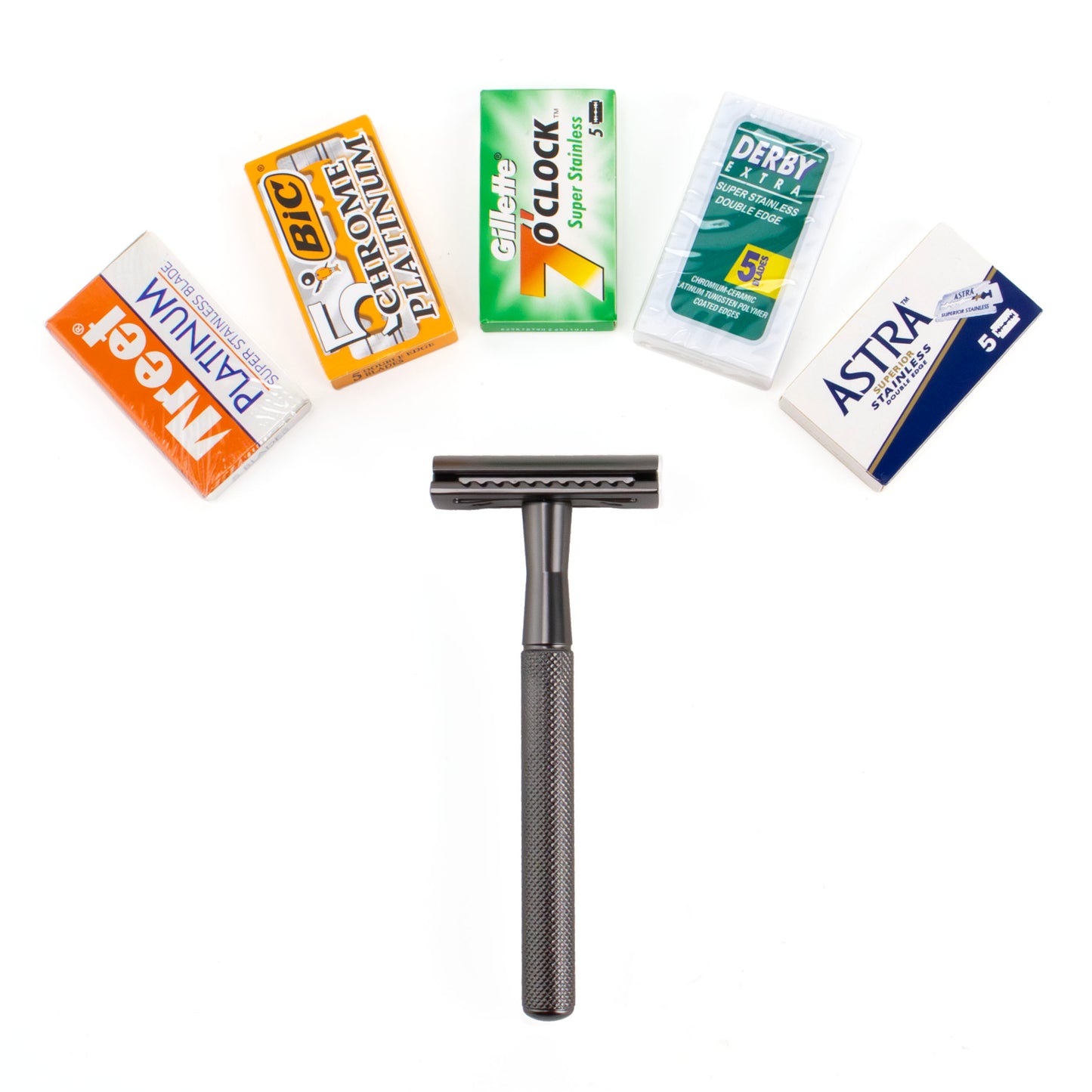 Roché Gun Metal Razor + 5 Packs of Razor Blades