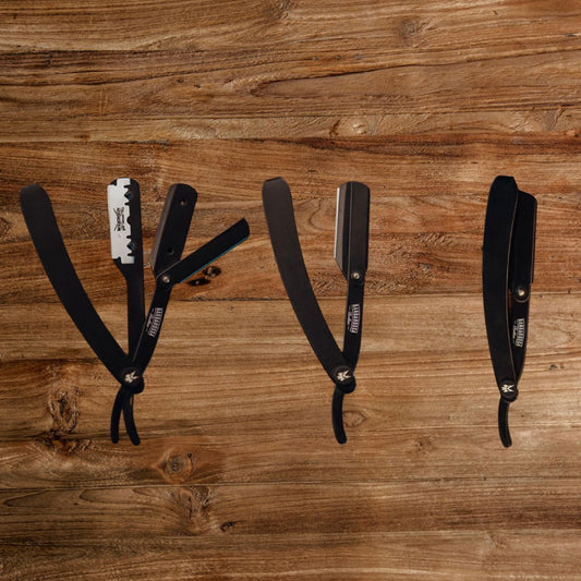 Cut Throat Razor - The Jolly Roger Black - Stainless Steel