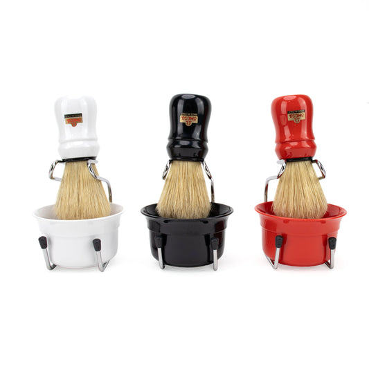 Omega Pure Bristle Shaving Brush with Bowl and Support (3 Colours)