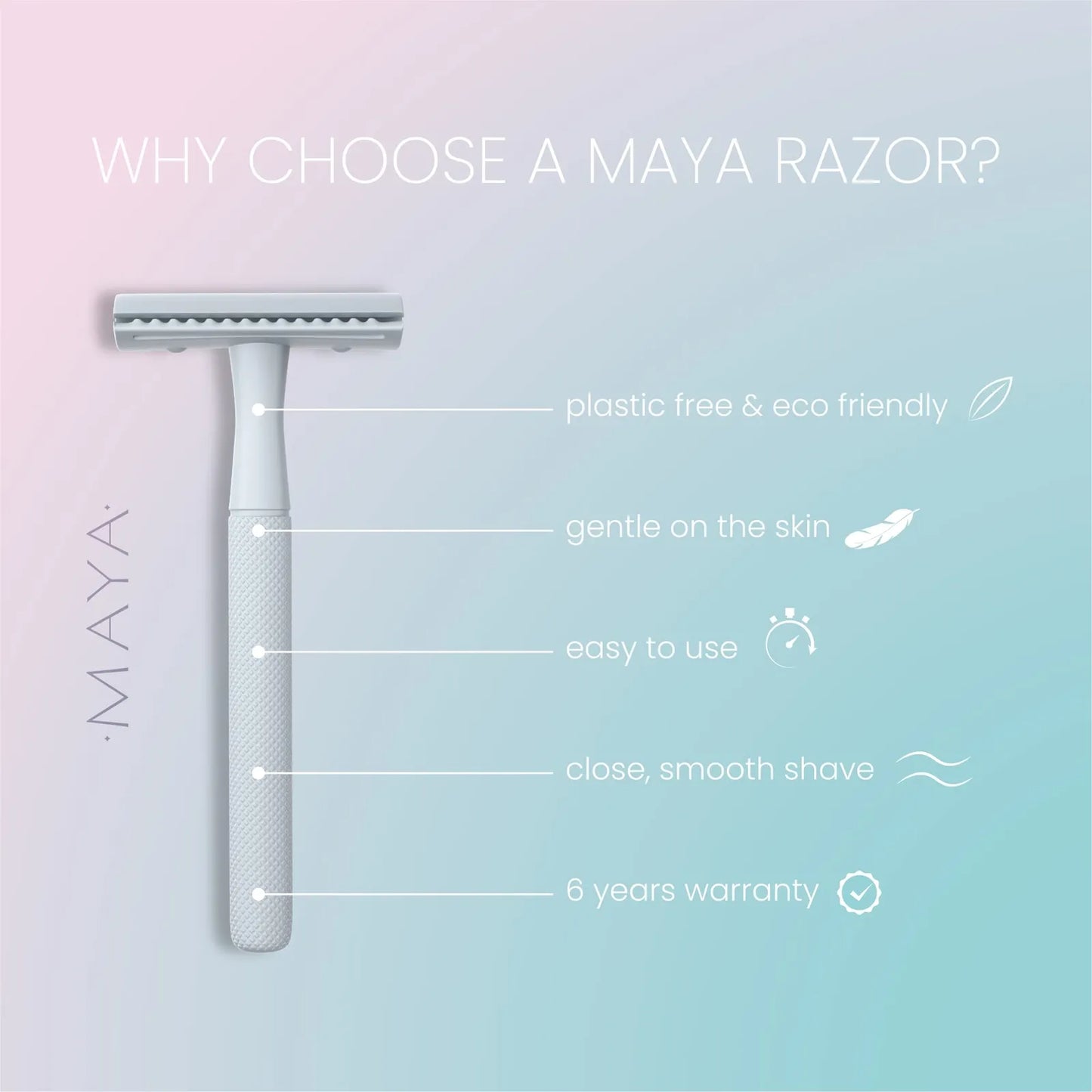 Maya Safety Razor Bundle (White)